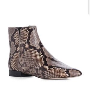 PAIGE Black Taupe Snake Print Leather Catherine Ankle Boots